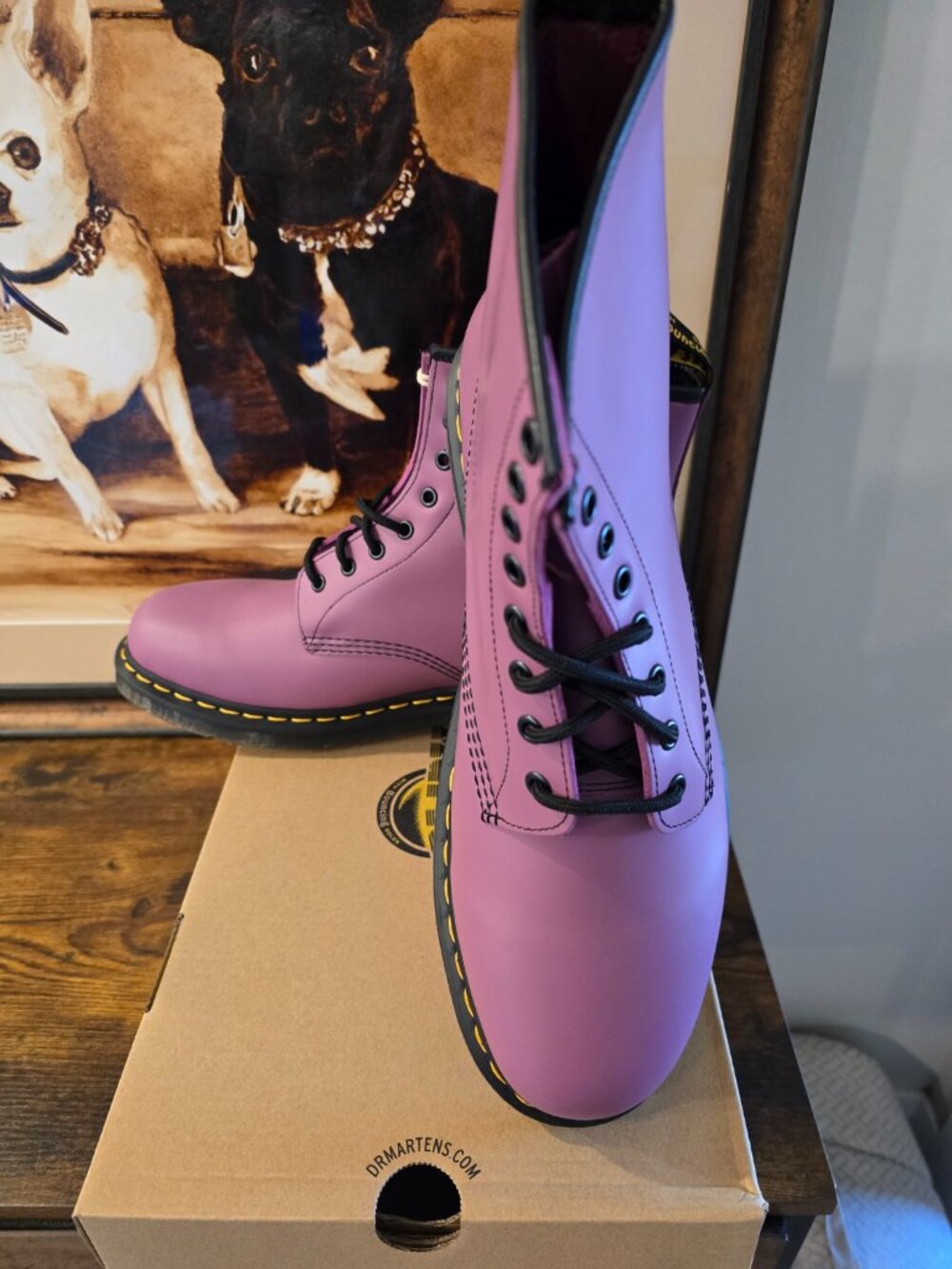 Dr Martens 1460 Smooth Leather Lace Up PURPLE Boots Mens US 12 31580765 NEW - Picture 2 of 10